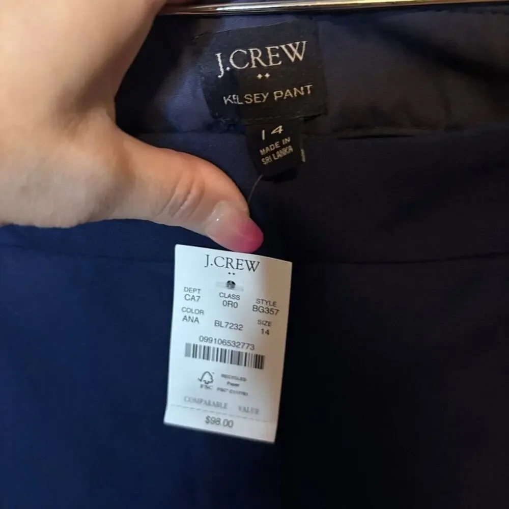 NWT J.Crew Factory Kelsey Navy High Rise Cropped Flare Pants Size 14